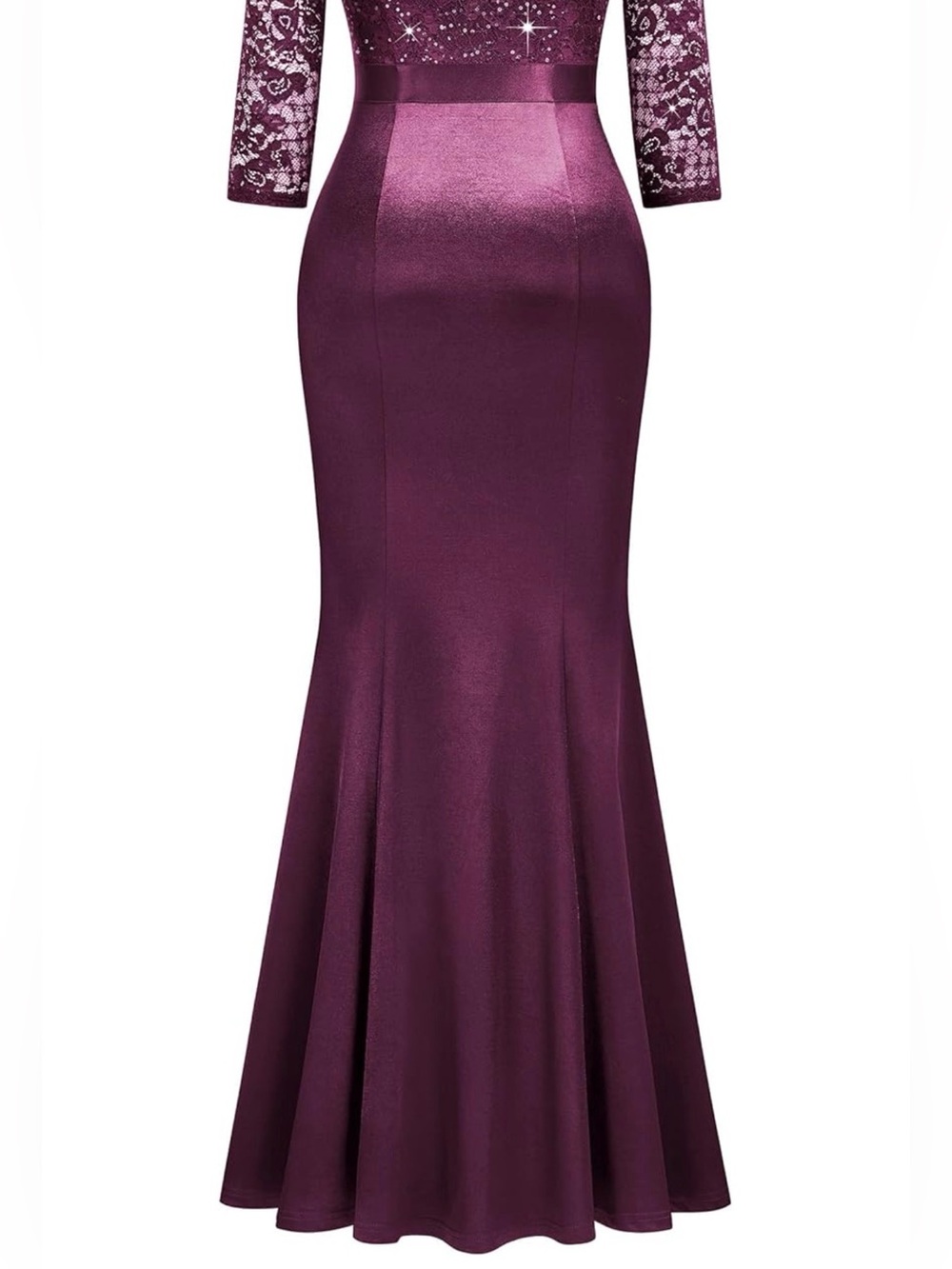 MISSMAY Women's Maroon Floral Lace Sequins Ruffle Evening Maxi Dress S ( 4-6) - Picture 2 of 14